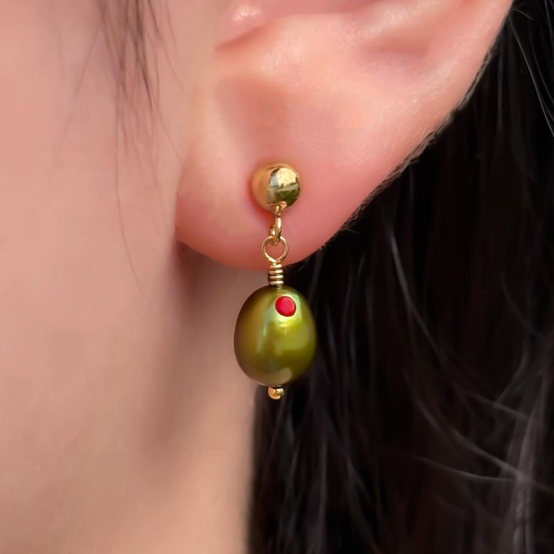 Mid Century Olive Green Earrings main image 0