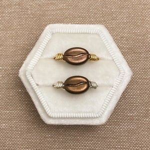 Coffee Bean Ring in Sterling Silver or 14K Gold Filled - Czech Glass Coffee Bean - Gift for Barista, Gift for Bartender Gift