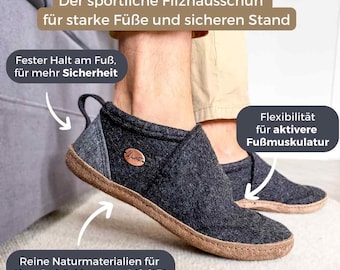 WoolFit® Home Office Slippers with Leather Sole, Dark Grey