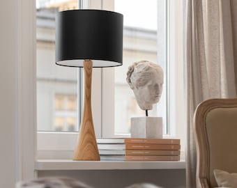 Lampe en bois/ Lampe en chêne tourné à la main