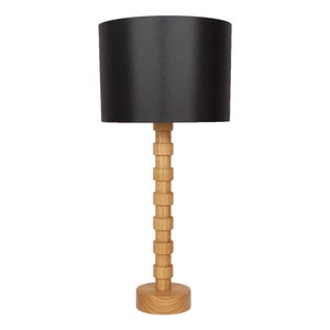 Hand Turned Oak Table Lamp / Wooden Lamp/ Mid Cantury Modern Style / Scandinavian Style image 1