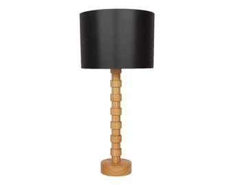 Hand Turned Oak Table Lamp / Wooden Lamp/ Mid Cantury Modern Style / Scandinavian Style