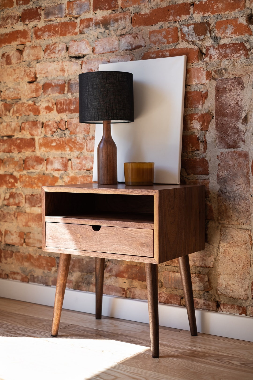 Solid Walnut Nightstand/bedside Table Etsy