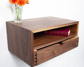 Solid Walnut Floating Nightstand