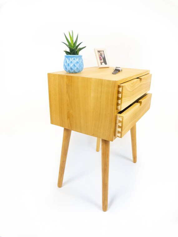 Solid Cherry Nightstand Bedside Table Two Drawers Etsy