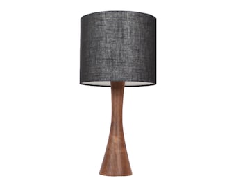 Hand Turned Walnut Table Lamp / Wooden Lamp/ Mid Cantury Modern Style / Scandinavian Style