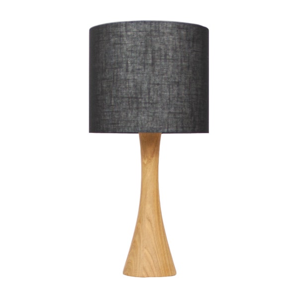 Hand Turned Oak Table Lamp / Wooden Lamp/ Mid Cantury Modern Style / Scandinavian Style