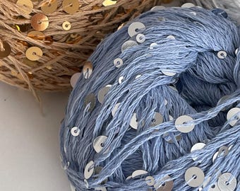 Luxury Sequined Cotton Yarn: Sparkling Decorative Skein (50g)