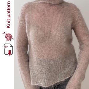 Mohair Turtleneck Sweater Knitting Pattern (PDF)