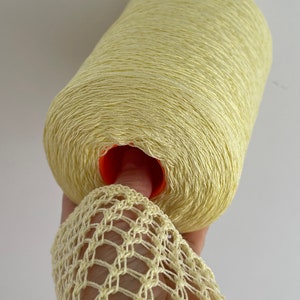100% cotton yarn on cone, yellow cotton, hand knitting, machine knitting, Italian bobbin yarn