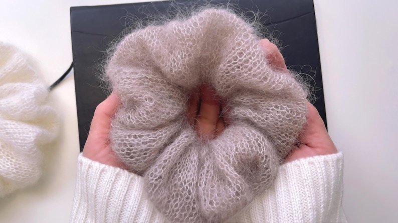Minimalist mohair scrunchie handmade accessory