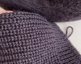 Black Eggplant Merino Cone Yarn: Italian Knitting Bobbin, 100 grams