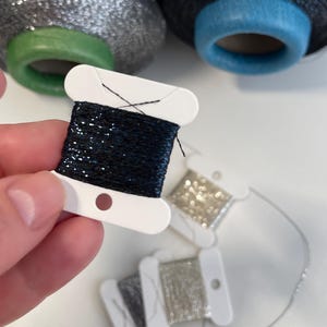 Hilo de Lurex metalizado para coser y bordar con hilo dorado - Juego de 4 tarjetas