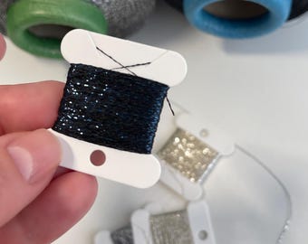 Metallic Lurex thread for gold work sewing, and embroidery -  Set of 4  cards