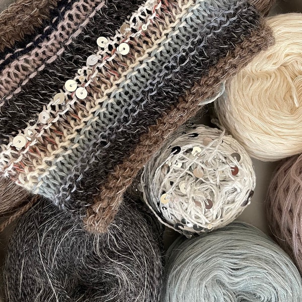 Lot de laines à tricoter main, 12 pelotes de 530 g, laine mérinos, mohair, cachemire, soie, coton