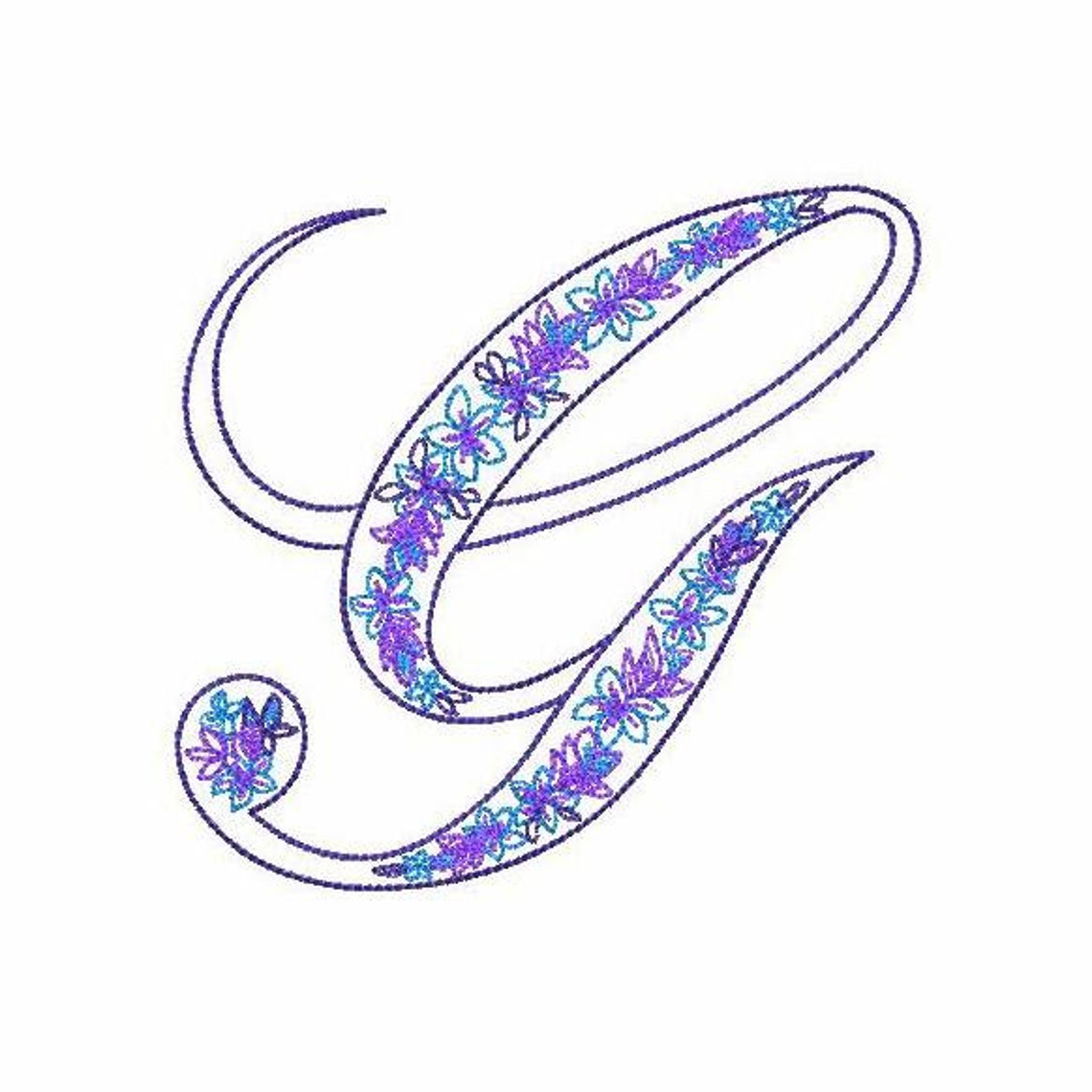Floral Letter g Machine Embroidery Design 4 Etsy