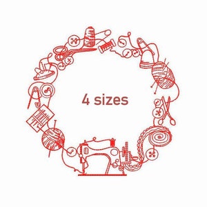 Sewing Accessories Monogram Frame Machine Embroidery Design 4 SIZES, Digital Machine Embroidery Sewing Silhouette Designs, Embroidery File.