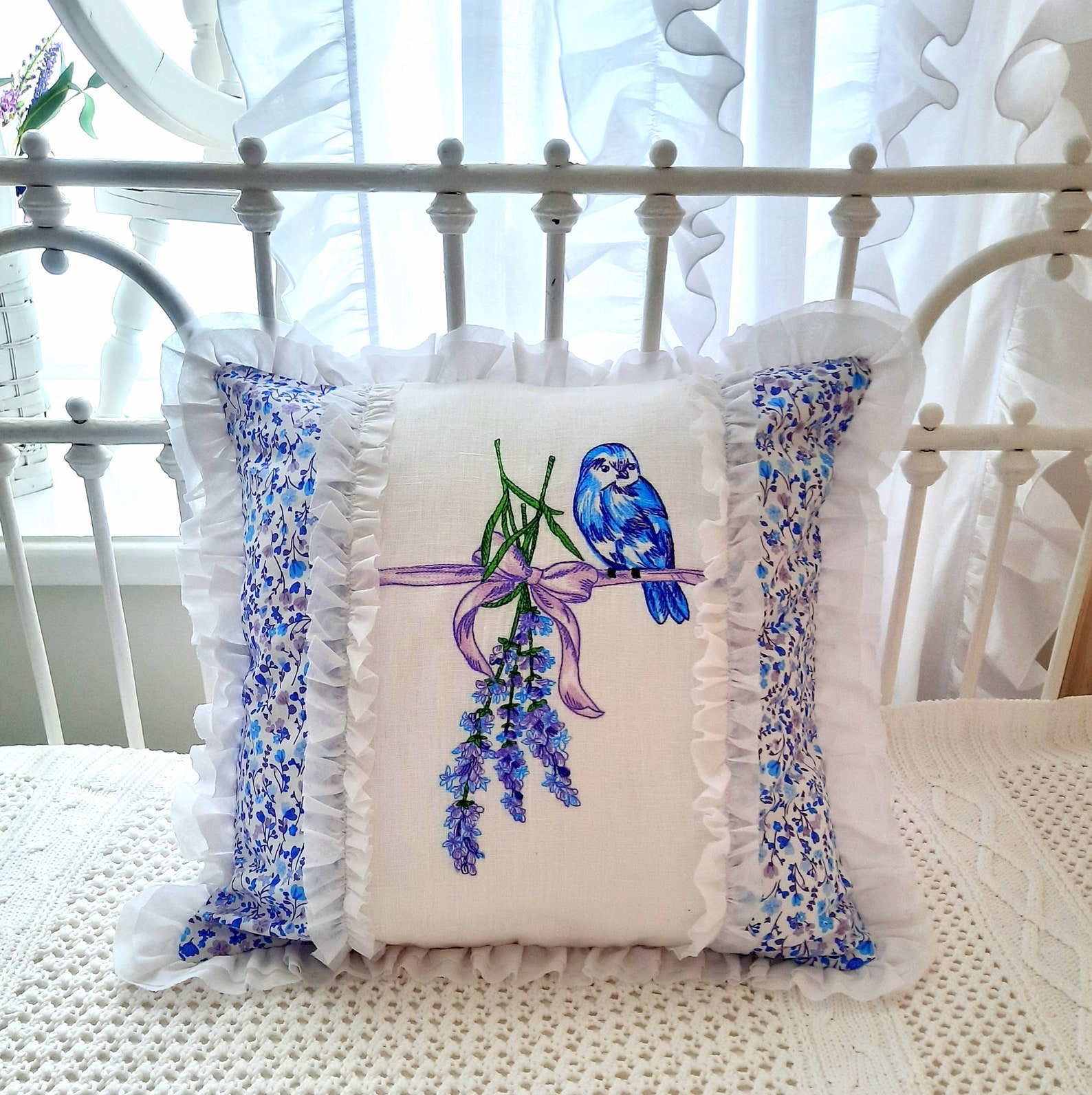 Bird and Lavender Machine Embroidery Design 5 SIZES, Bird With Purple ...
