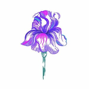 Iris Machine Embroidery Design - 3 Sizes, Digital Iris Flower File, Instant Download Embroidery Design