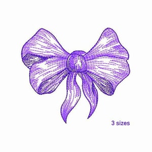 Bow Machine Embroidery Design 3 SIZES, Ribbon Bow Digital Embroidery File, Cute Bowknot Machine Embroidery Design, Bow Embroidery File.