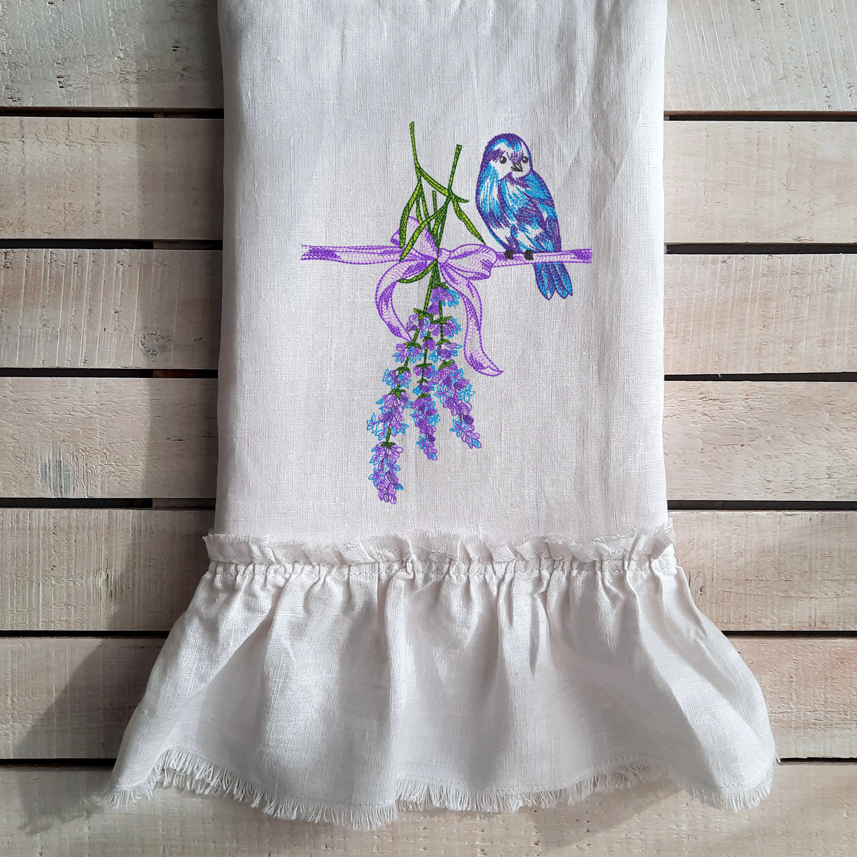 Bird and Lavender Machine Embroidery Design 5 SIZES, Bird With Purple ...