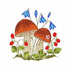 Mushrooms Machine Embroidery Design 4 SIZES, Forest Mushrooms Digital Embroidery, Cute Forest Mushrooms Machine Embroidery Design.