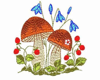 Mushrooms Machine Embroidery Design 4 SIZES, Forest Mushrooms Digital Embroidery, Cute Forest Mushrooms Machine Embroidery Design.