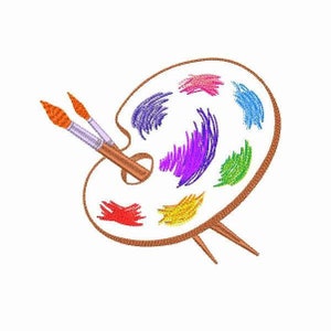 Artist&#39;s Palette Machine Embroidery Design, Sketch Machine Embroidery Colorful Artist Paint Palette, Instant Download Design.