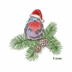 Christmas Bullfinch Machine Embroidery Design 5 SIZES, Red Bullfinch Digital Embroidery File, Funny Bullfinch Machine Embroidery File.