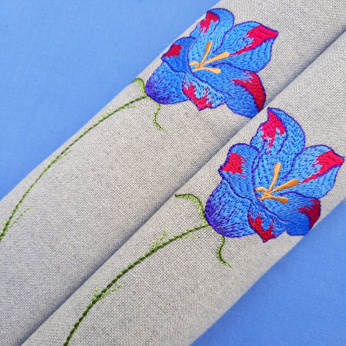 Bellflower Machine Embroidery Design 2 SIZES Sketch Machine Etsy