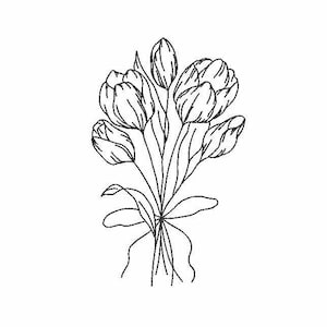 Tulips Bouquet Machine Embroidery Design 4 SIZES, Easter Tulips Machine Embroidery, Tulips Digital Embroidery, Easter Flowers Embroidery.