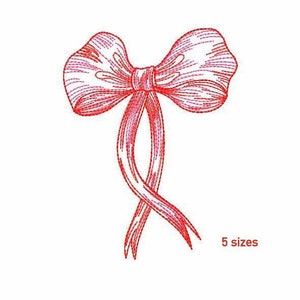 Bow Machine Embroidery Design 5 SIZES, Ribbon Bow Digital Embroidery File, Cute Bowknot Machine Embroidery Design, Bow Embroidery File.