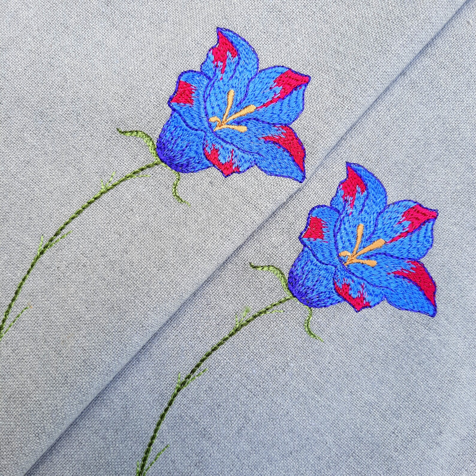 Bellflower Machine Embroidery Design 2 SIZES Sketch Machine Etsy