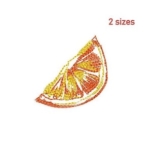 Orange Slice Machine Embroidery Design-2 SIZES, Sketch Machine Embroidery Orange Slice Citrus Fruit, Art Embroidery, Instant Download Design