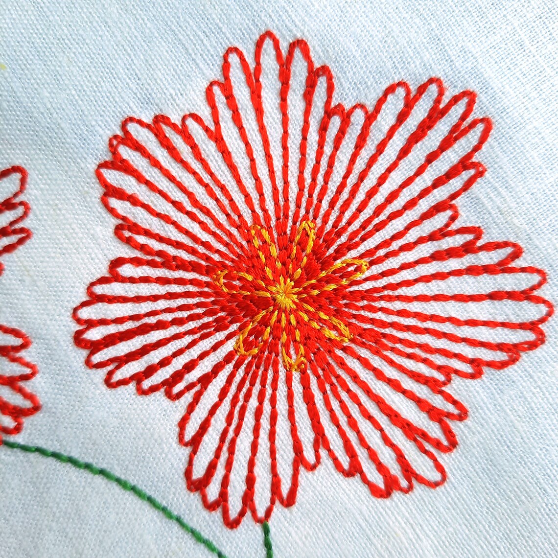Gerbera Daisy Machine Embroidery Design Sketch Machine Etsy