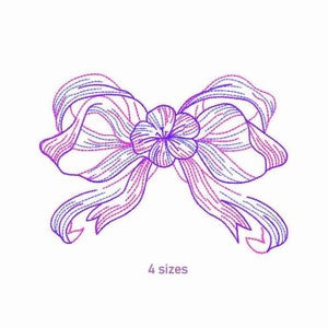 Bow Machine Embroidery Design 4 SIZES, Ribbon Bow Digital Embroidery File, Cute Bowknot Machine Embroidery Design, Bow Embroidery File.