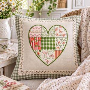 パッチワークハートのミシン刺繍デザイン、4サイズ、キルティングハートのデジタル刺繍デザイン、かわいいハートのミシン刺繍ファイル。