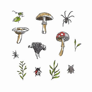 Mushrooms Machine Embroidery Design 3 SIZES, Forest Mushrooms Digital Embroidery, Cute Mushrooms Silhouette Machine Embroidery Design.