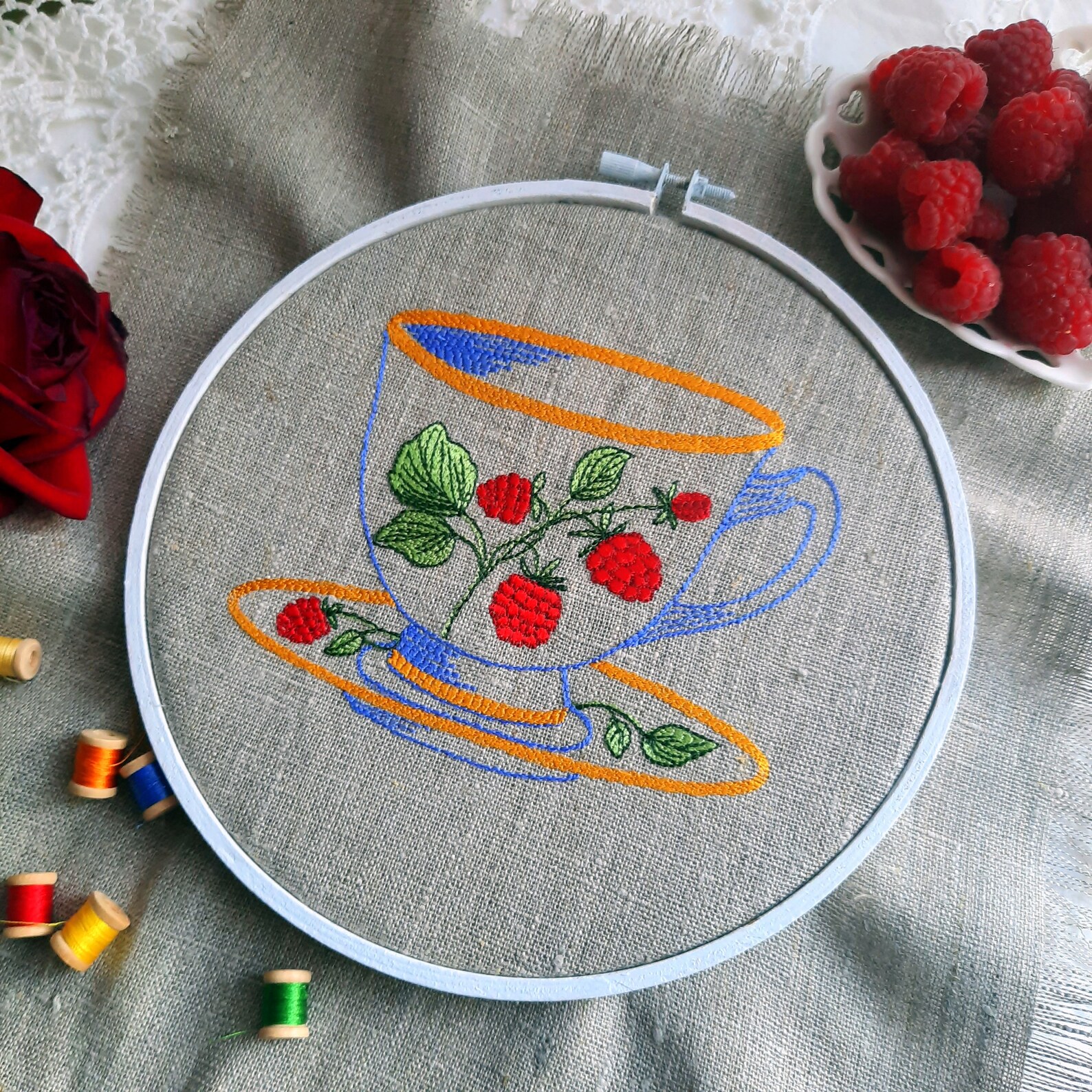 Tea Cup Machine Embroidery Design Sketch Machine Embroidery Etsy