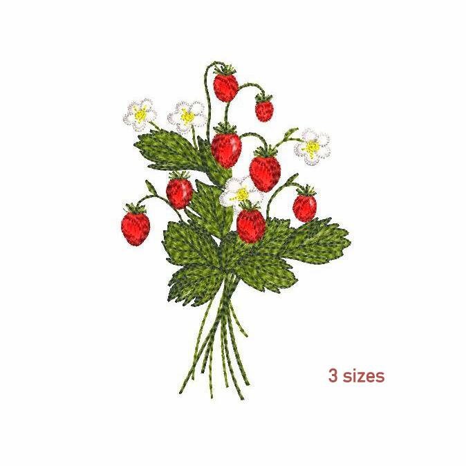 Wild strawberry machine embroidery design 3 sizes sketch  etsy Wild strawberry machine embroidery design 3 sizes sketch  etsy