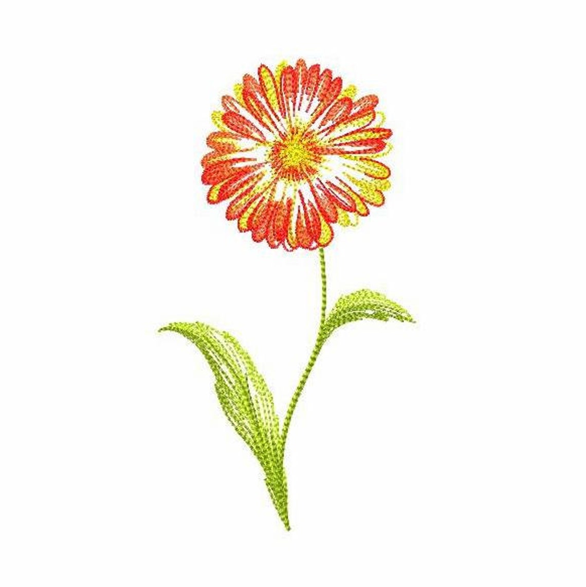 Gerbera Daisy Machine Embroidery Design Sketch Machine Etsy