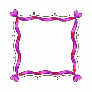 以下が含まれることがあります： ハート型の角を持つピンクと赤のリボンフレーム。フレームは、あらゆるプロジェクトにロマンチックなタッチを加えるのに最適です。