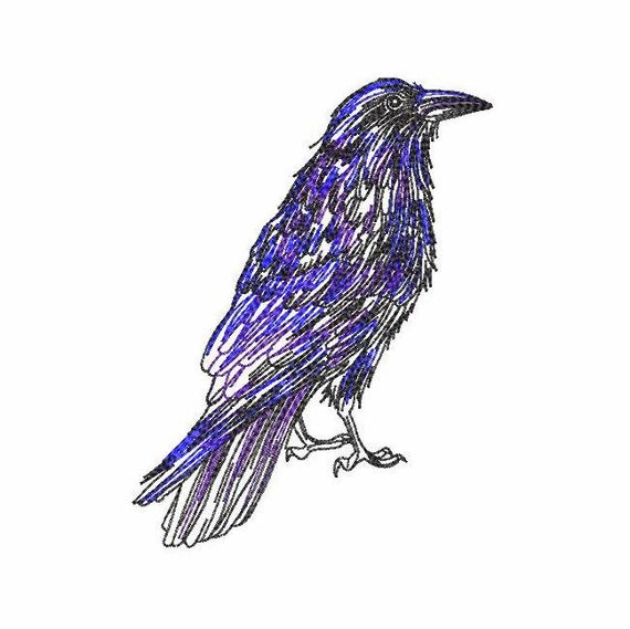 Raven Machine Embroidery Design 6 SIZES Dark Raven Etsy