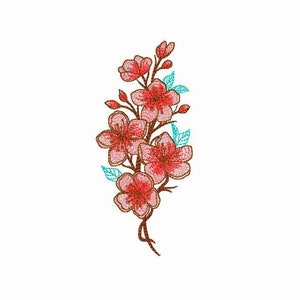 Sakura Machine Embroidery Design, Sakura Branch Digital Embroidery, Digital Cherry Blossoms Japanese Sakura Flowers Machine Embroidery File.