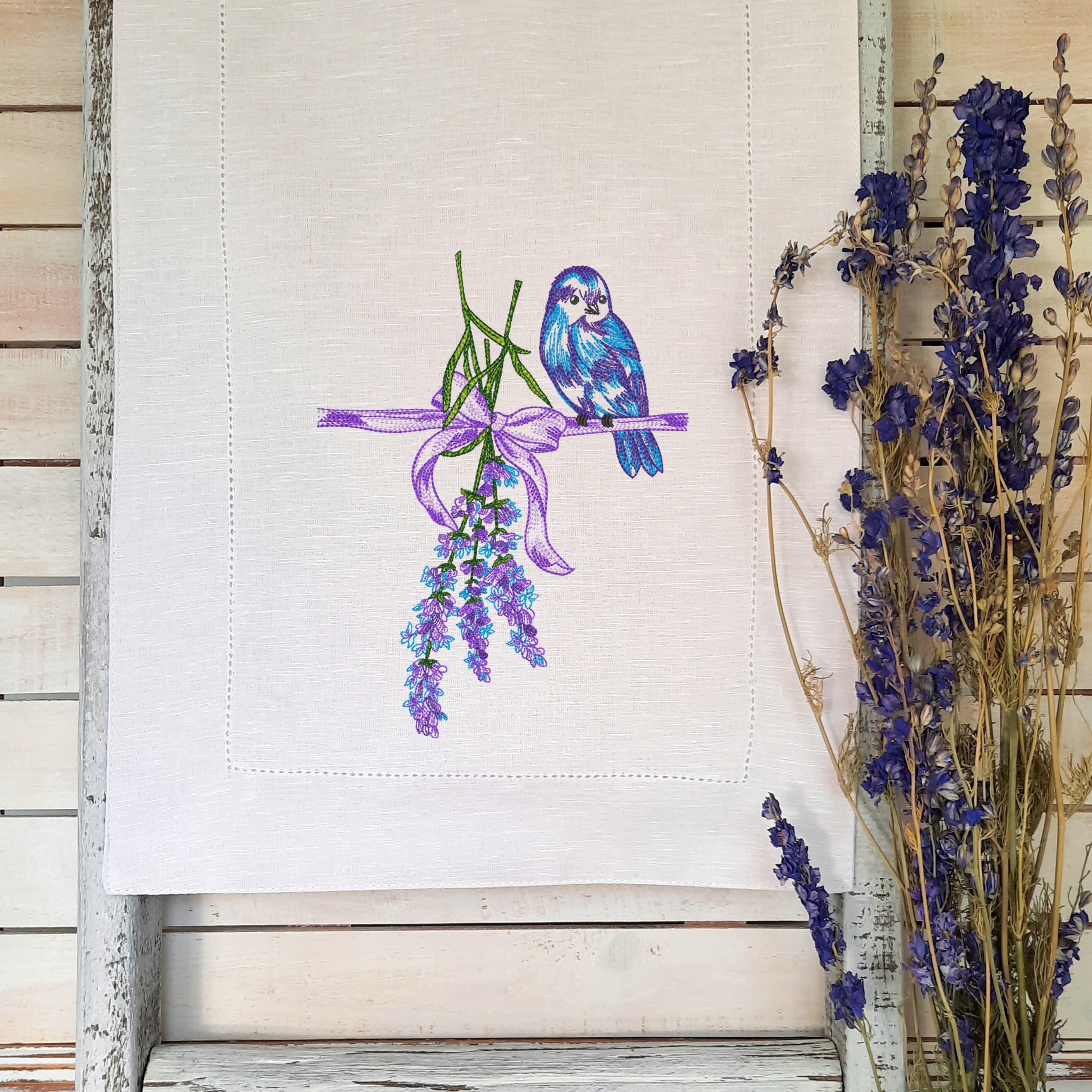 Bird and Lavender Machine Embroidery Design 5 SIZES, Bird With Purple ...