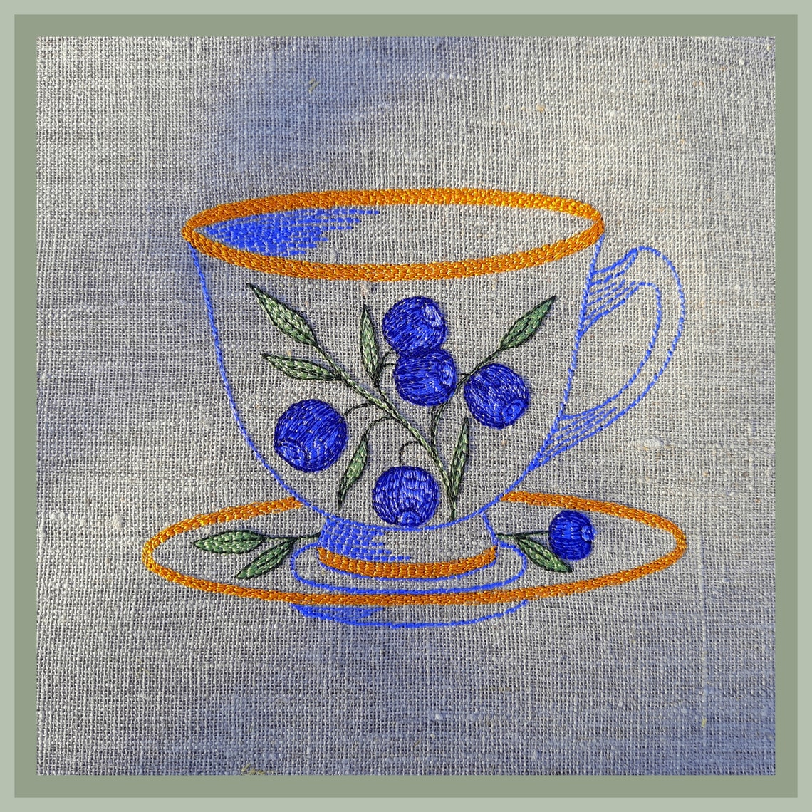 Tea Cup Machine Embroidery Design Sketch Machine Embroidery Etsy