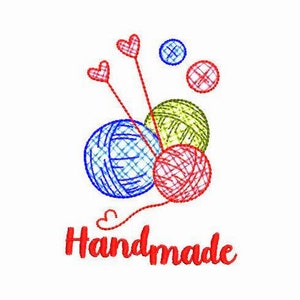 Knitting Yarn Machine Embroidery Design 5 Sizes, Yarn Balls Machine File, Knitting Needles Digital Embroidery, Handmade Machine Embroidery.