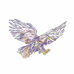 Bald Eagle Machine Embroidery Design 4 SIZES, American Flying Eagle Digital Embroidery, Big Beautiful Bird Embroidery, Patriotic Embroidery.