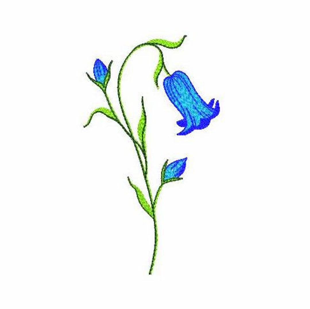 Bellflower Machine Embroidery Design 3 SIZES, Field Bluebell Digital