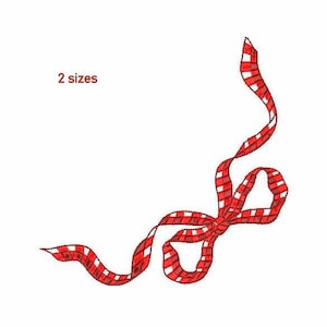 Checkered Bow Machine Embroidery Design 2 SIZES, Ribbon Bow Digital Embroidery File, Bow Corner Machine Embroidery File, Bowknot Embroidery.